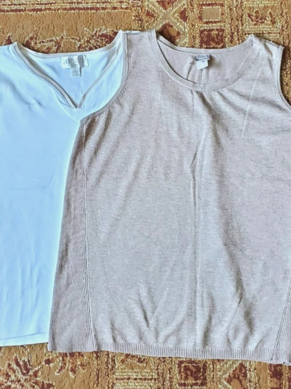 LOT TANK TOP XL CHICOS CASUAL CORNER ANNEX WOMAN SLEEVELESS SWEATER WHITE TAN